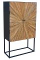 Buffet style Boho 2 portes Reyona L90cm Bois massif clair et Métal Noir