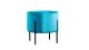 Tabouret rond moderne Doura D40cm Métal Noir et Velours Turquoise