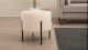 Tabouret rond moderne Doura D40cm Métal Noir et Velours Blanc crème