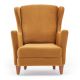 Fauteuil Fernanda Bois massif Naturel et Tissu Or