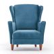 Fauteuil Fernanda Bois massif Naturel et Tissu Turquoise