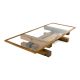 Table basse style rustique Arkila L160cm Pin massif clair et Verre Transparent