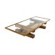 Table basse style rustique Arkila L130cm Pin massif clair et Verre Transparent