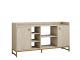 Buffet moderne 2 portes et 1 tiroir Rawan L160cm Effet travertin Beige et Métal Or