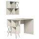 Ensemble bureau et étagère style industriel Officima Bois Blanc crème