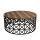 Table basse ronde Ellipticum D90cm support grille ajouré Bois foncé et Métal Noir