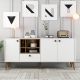 Buffet moderne 4 portes Sened L180cm Blanc et Bois foncé