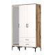 Armoire porte avec miroir et 2 tiroirs style industriel Akoy L120cm Bois foncé et Blanc