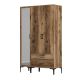 Armoire porte avec miroir et 2 tiroirs style industriel Akoy L120cm Bois foncé