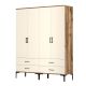 Armoire 4 portes et 4 tiroirs style industriel Akoy L160cm Bois foncé et Blanc crème