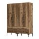 Armoire 4 portes et 4 tiroirs style industriel Akoy L160cm Bois foncé