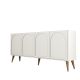 Buffet style minimaliste 4 portes Lyana Crème et Bois clair