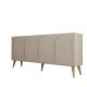 Buffet style minimaliste 4 portes Lyana Taupe foncé et Bois clair