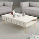 Table basse design Ponzay L105cm Crème et Or