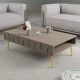 Table basse design Ponzay L105cm Taupe et Or