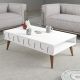 Table basse design Ponzay L105cm Blanc et Bois foncé