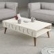 Table basse design Ponzay L105cm Crème et Bois foncé