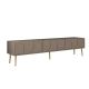 Meuble TV style minimaliste 3 portes Lyana L180cm Taupe foncé et Or