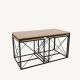 Set de 3 tables basses gigognes style industriel Langkawa Métal Noir et Bois clair