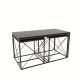 Set de 3 tables basses gigognes style industriel Langkawa Métal Noir et Bois Anthracite