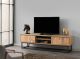 Meuble TV style industriel Solido L180cm Bois foncé et Métal Noir