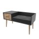 Banc d'entrée avec rangements 2 tiroirs Marrio L100cm Bois clair et Velours Noir