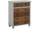 Buffet 6 tiroirs style néo antique Hanya L80cm Pin massif Naturel brossé et Gris