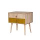 Table de chevet 2 tiroirs Sleek Bois clair et Jaune