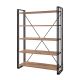 Étagère bibliothèque style industriel Bentalo L130cm Bois Pin foncé et Métal Noir