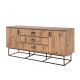 Buffet style industriel 3 tiroirs et 2 portes Faneta L180cm Bois foncé Métal Noir