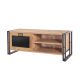 Meuble TV style industriel Colisart L130cm Métal Noir et Bois clair et Noir