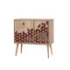 Commode 1 porte et 3 tiroirs Areva 90x90cm Motif Arabesque Bois Naturel et Bordeaux