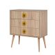 Commode 3 tiroirs Sleek Bois Motif Fleur Jaune