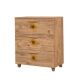 Commode 3 tiroirs Perth L80xH95cm Bois Motif Fleurs Jaune