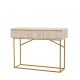 Console moderne 3 tiroirs Balis L120cm Effet travertin Beige et Métal Or