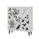 Buffet Stilla L95cm Blanc Motif Oiseaux Noir et Blanc