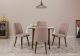 Set table ronde extensible et 4 chaises Malva Bois foncé et Tissu Taupe