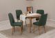 Set table ronde extensible et 4 chaises Malva Bois clair et Tissu Vert