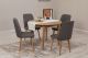 Set table ronde extensible et 4 chaises Malva Bois clair et Tissu Gris foncé