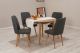 Set table ronde extensible et 4 chaises Malva Bois clair et Tissu Anthracite