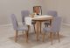 Set table ronde extensible et 4 chaises Malva Bois clair et Tissu Gris clair