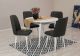 Set table ronde extensible et 4 chaises Malva Bois Blanc et Tissu Anthracite