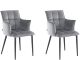 Lot de 2 chaises matelassées avec accoudoirs Cilya Tissu Gris clair