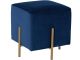 Pouf design Lally Velours Bleu foncé et Métal Or