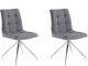 Lot de 2 chaises modernes Brigit Tissu Gris foncé et Métal Chrome