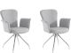 Lot de 2 chaises avec accoudoirs Carlette Tissu Gris clair et Métal Chrome