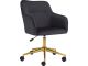 Chaise de bureau pivotante design Kaspiro Velours Anthracite et Métal Or