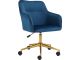 Chaise de bureau pivotante design Kaspiro Velours Bleu et Métal Or