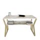 Bureau design Wayky L120cm Effet marbre Blanc et Or