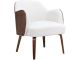 Fauteuil moderne Harion Bois foncé et Tissu bouclette Blanc